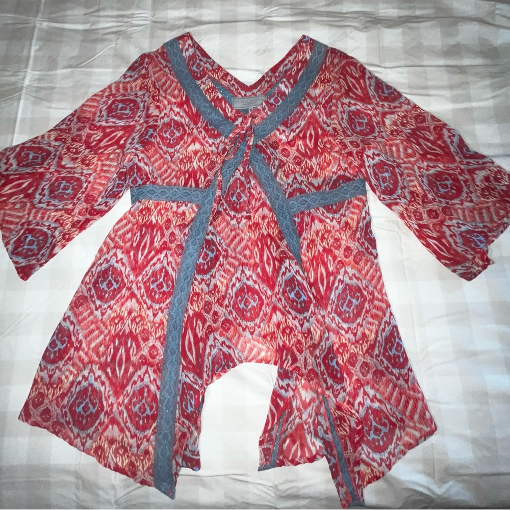 DOUBLE D RANCH Womens Sheer Colorful Tunic